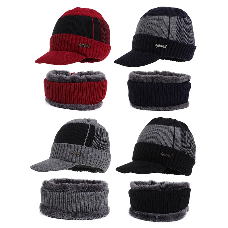 Hats For Skullies Beanie Winter Cap Men Women Wool Scarf Caps Set Balaclava Mask Gorras Bonnet Knitted Hat_voghion.com