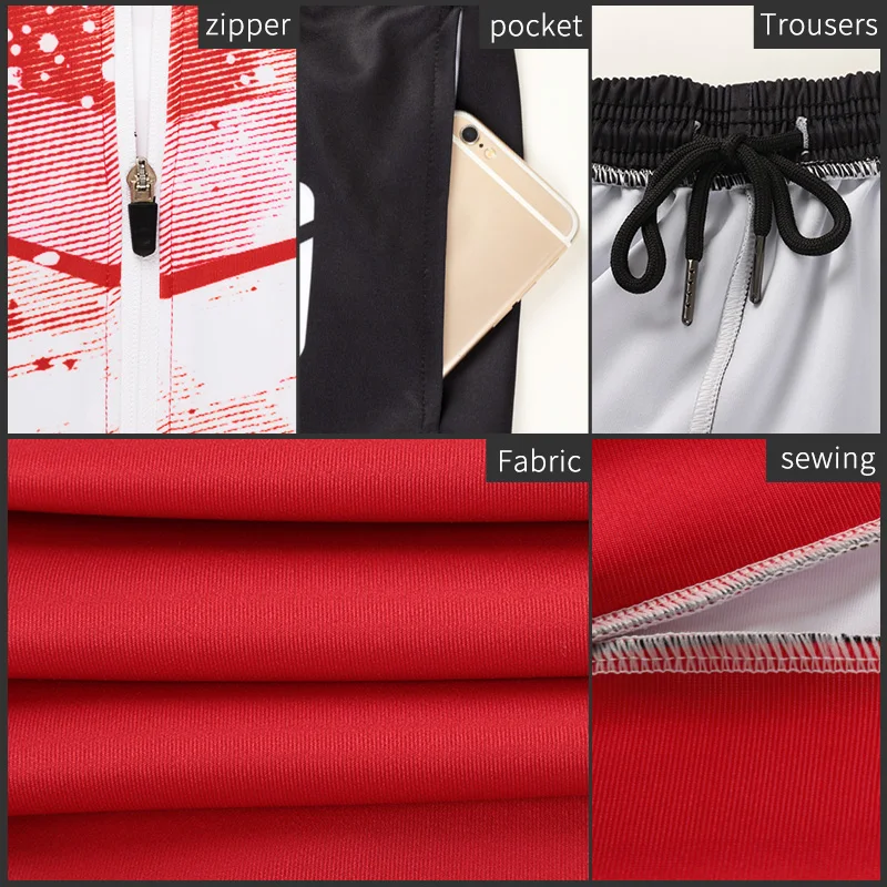 Summer Jogging Men Soccer Tracksuit Sweatshirt Polyester Men Hoodies Blank Football Tracksuit With Zipper MX907 sports suit