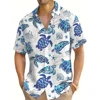 Comfy Sea Turtle Hawaiian Shirt Men Oversized Shirts Full Printed Short Sleeve Aloha Top for Summer Beach Days 1
