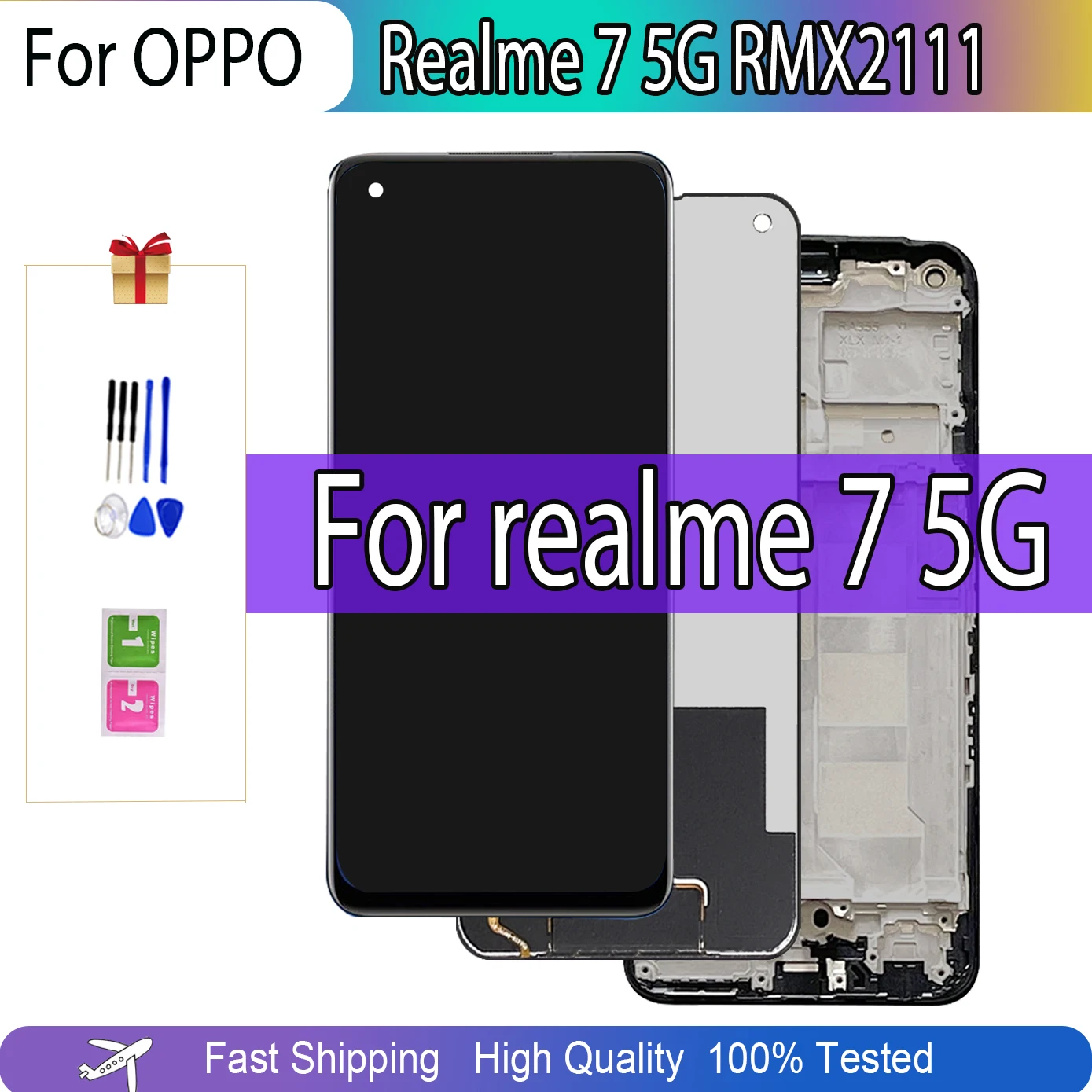 6.5'' LCD For Oppo Realme 7 5G LCD RMX2111 Didsplay Replacement Assembly  For Relame7 5G Display Touch Screen Digitizer