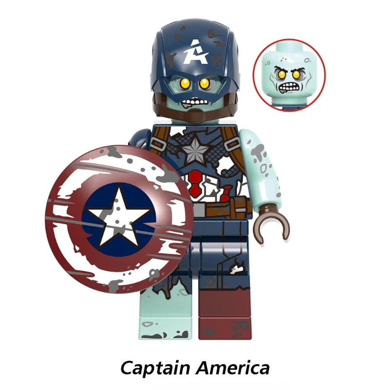 좀비 마블 어벤져스 미니피규어 세트 캡틴 아메리카 아이언맨 팔콘 닥터 스트레인지 빌딩 블록 수집용 어린이 장난감 선물