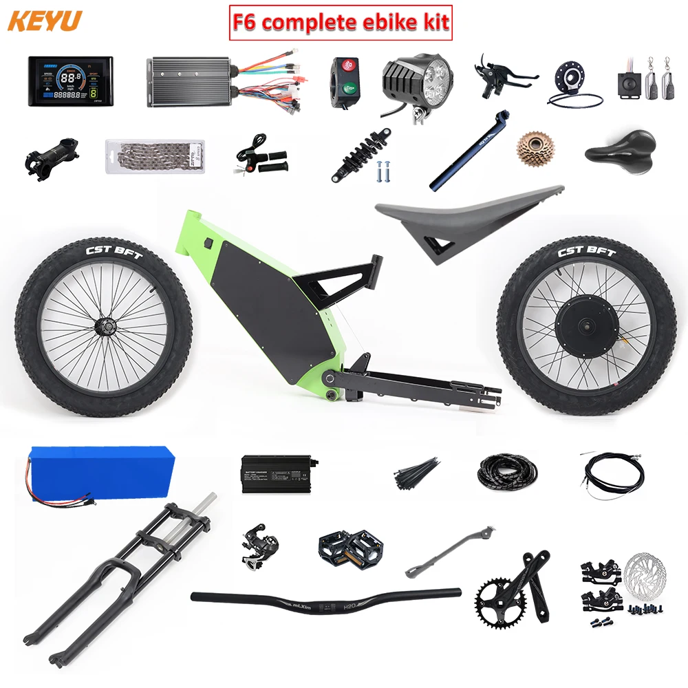 KEYU F6 enduro ebike kit 60V 3000W Electric motorcycle Complete ebike kit conversion electric bike stealth bomber frame
