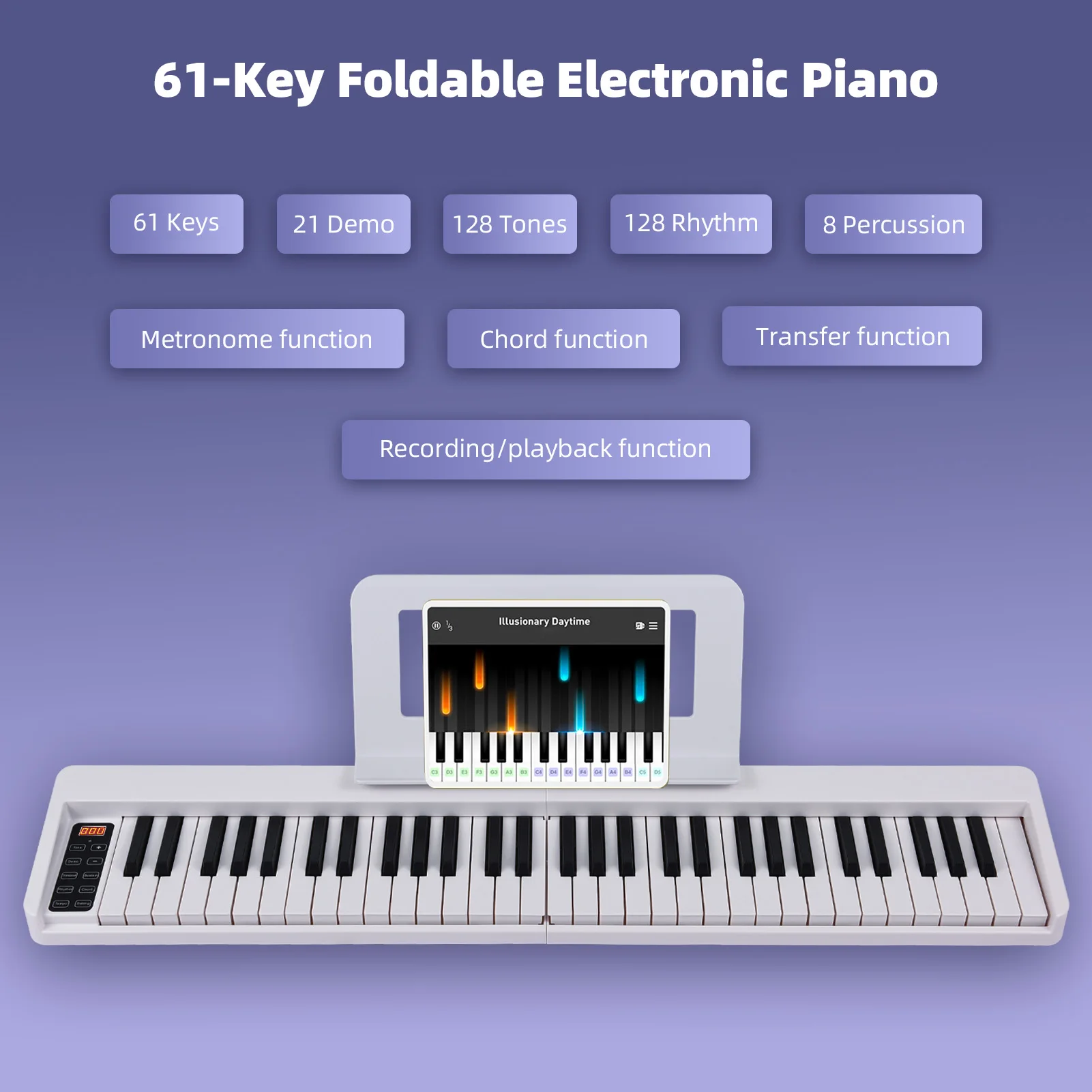 Electronic Musical Instrument 61-Key Foldable Electronic Piano