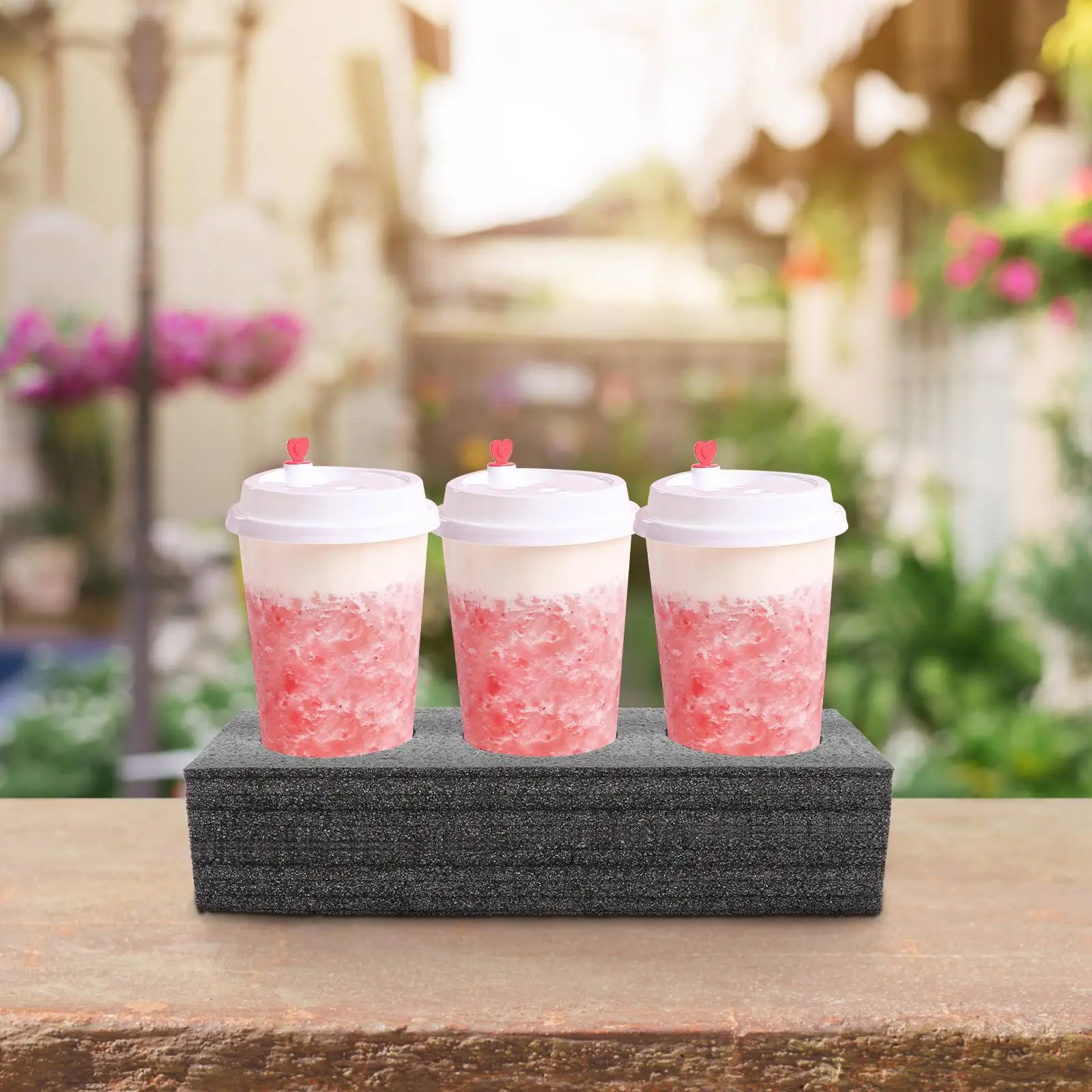 2pcs Cup Tray Black 3 Hole Pearl Cotton Drink Carrier Milk Milk Tea Packing Tray Tea Coffee Takeout Mug Storage