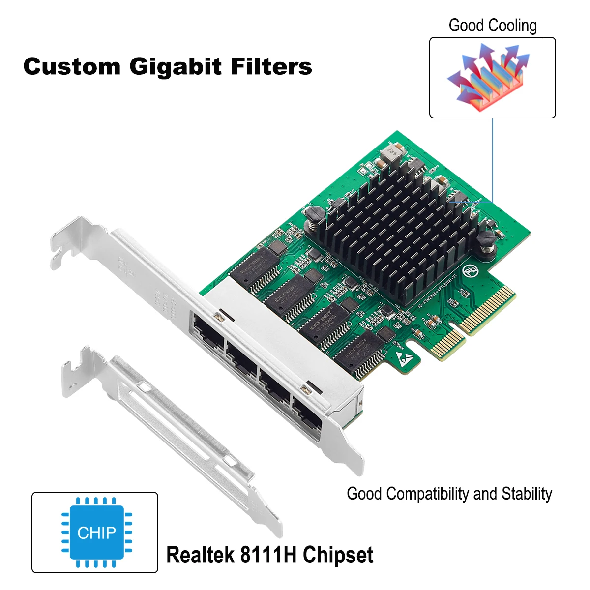 Portas Gigabit Ethernet Lan Cartão Pciex4 1000mbps Nbc Rtl8111h Chips Projetados para Pequenos Cases de Lenovo M720q M920x P330 4 - Imagem 3