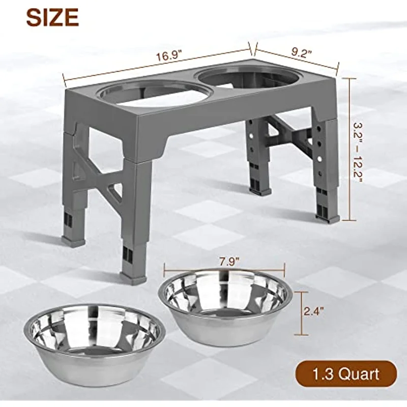 Double Bowls for Dog and Cat, Adjustable Elevated Feeder, Pet Feeding  Raise, Cat Food Water Bowls with Stand, Lift Table for Dog - AliExpress