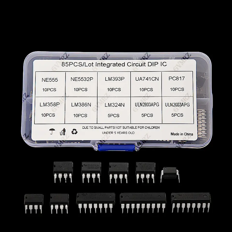 10Values 85PCS IC LM393P UA741CN Chip IC Kit DIP Direct Insertion Single Precision Timer LM358 NE555 LM358P NE5532P PC817 image 5
