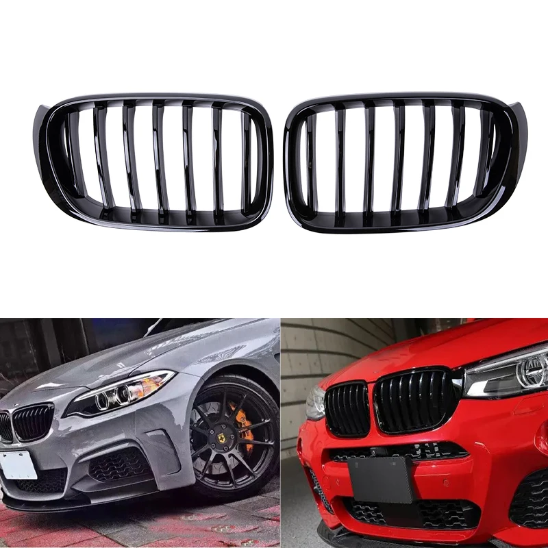 

Car Front Bumper Grilles Kidney Racing Grill For BMW X3 X4 F25 F26 2014-2017 Matte Glossy Single Line Slat Grille Accessories