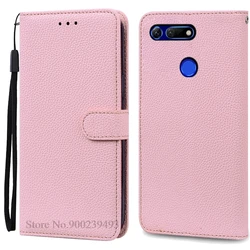 Leather Wallet Flip Case for Honor View 20 - Elegant Phone Cover with Card Slots (Pink)