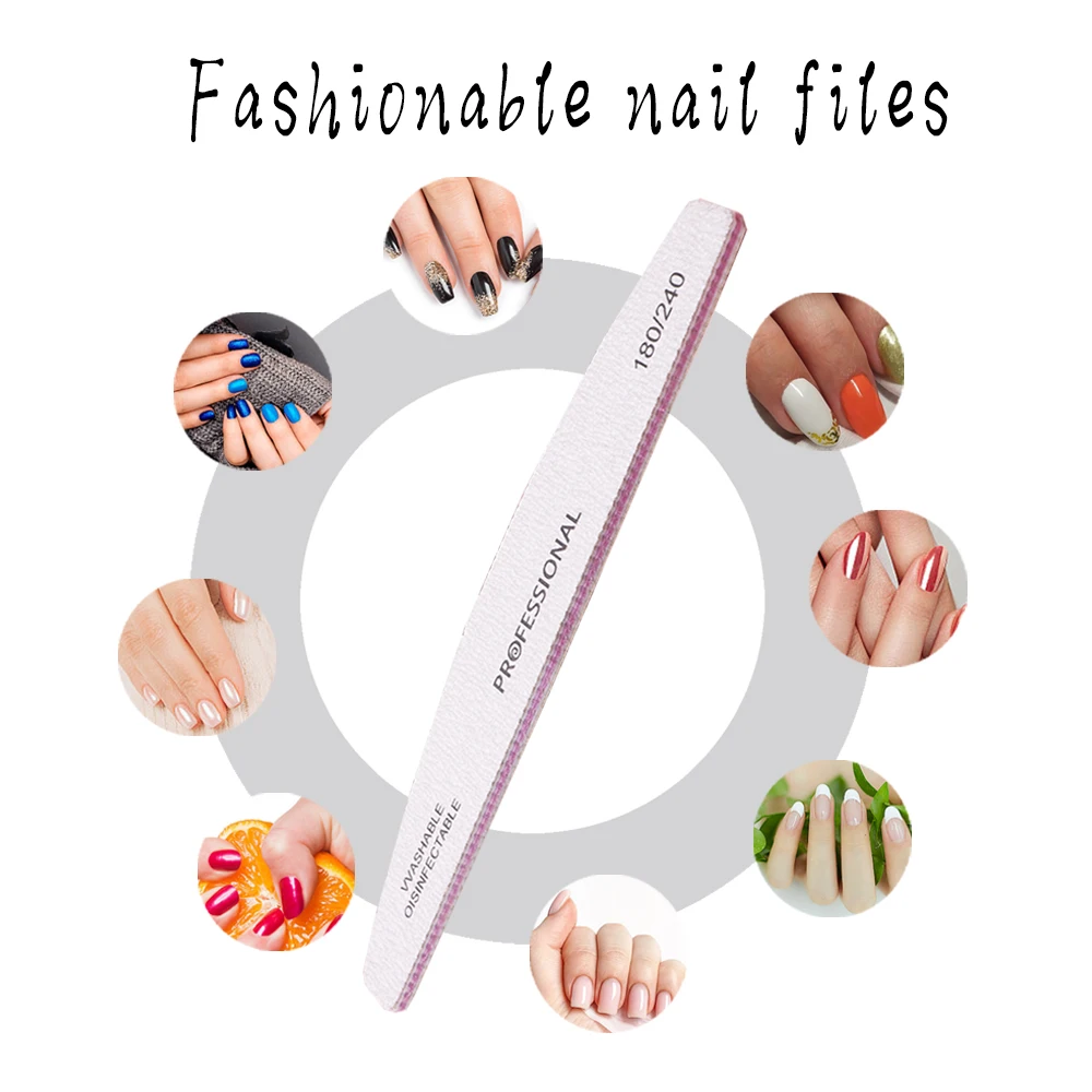 5/10Pcs Banana Nail Files Set 180/240 Grit Sandpaper Sanding Nails Buffer File Professional Supply Manicure Accessories And Tool Best Sellers In Beauty & Health