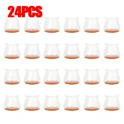 Universal Silicone Non - Slip Furniture Leg Protectors - Floor Protector Pads for Chairs, Stools, and Tables (Set of 4) (24pcs - Transparent)