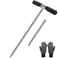 Solid Stainless Steel Soil Probe Rod, Adjustable 17-32-48 Inch, Septic Tank Probe Rod, Ground Probe With T-Handle 1