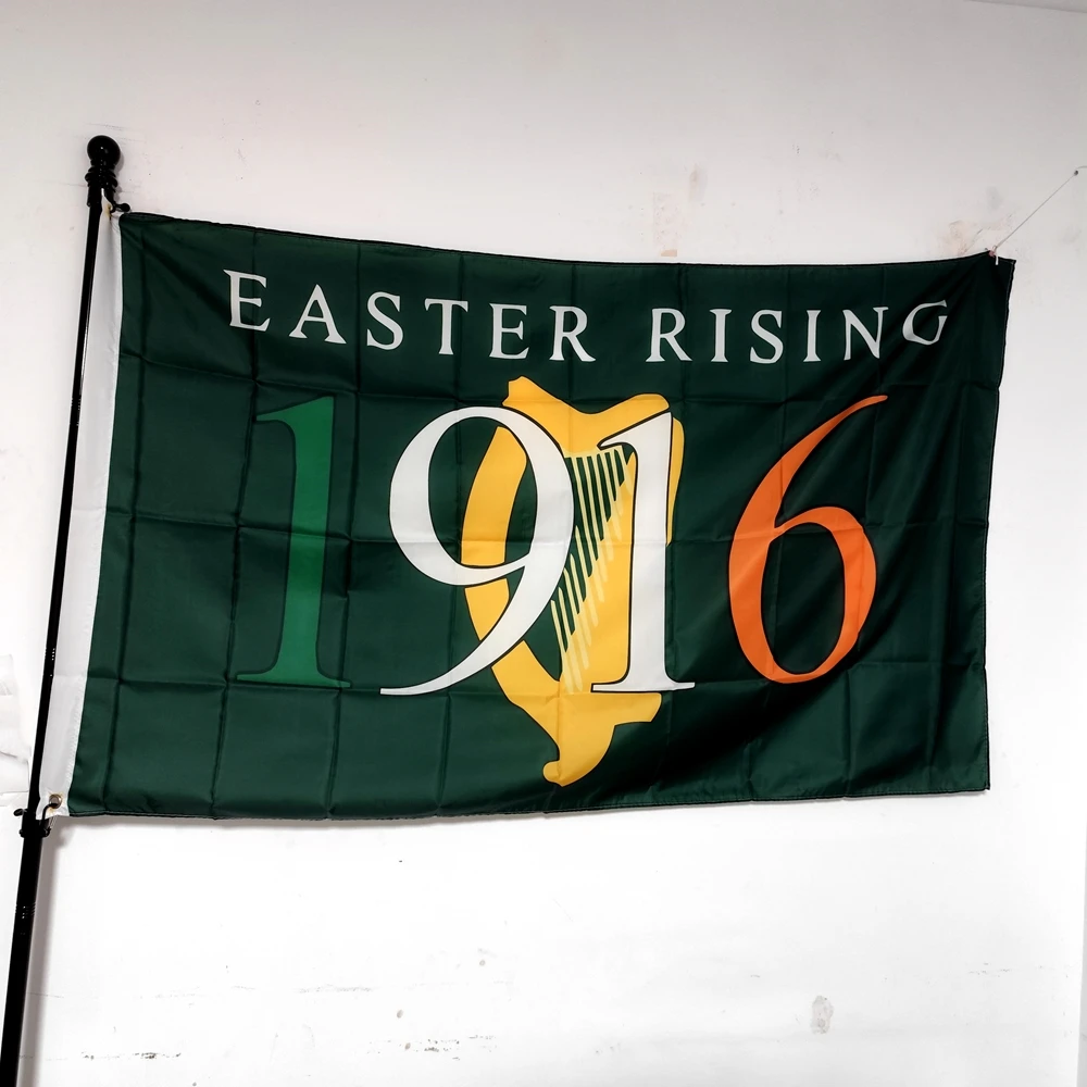 Ostern steigende Irische Republik-Flagge – St. Patrick's Day Polyester-Wandteppich-Banner, 90 x 150 cm, historische Hommage-Wanddekoration – Detail 1