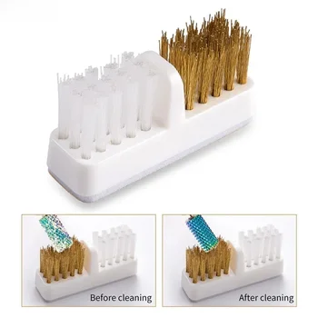 Strumenti per nail art: punta per fresa per unghie in filo di rame, testina per lucidare, spazzola per la pulizia, strumento per la rimozione della polvere con setole morbide