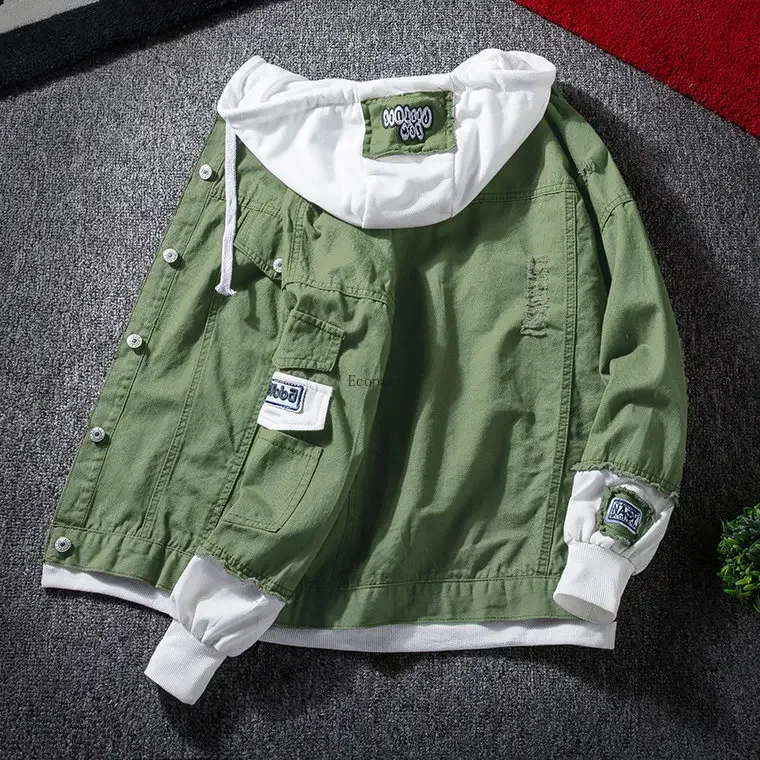 Autumn Lapel Hoodie Men Fashion Black Green Casual Oversized Sweatshirt Men Streetwear Hip Hop Loose Pullover Hoodies Mens Hoody