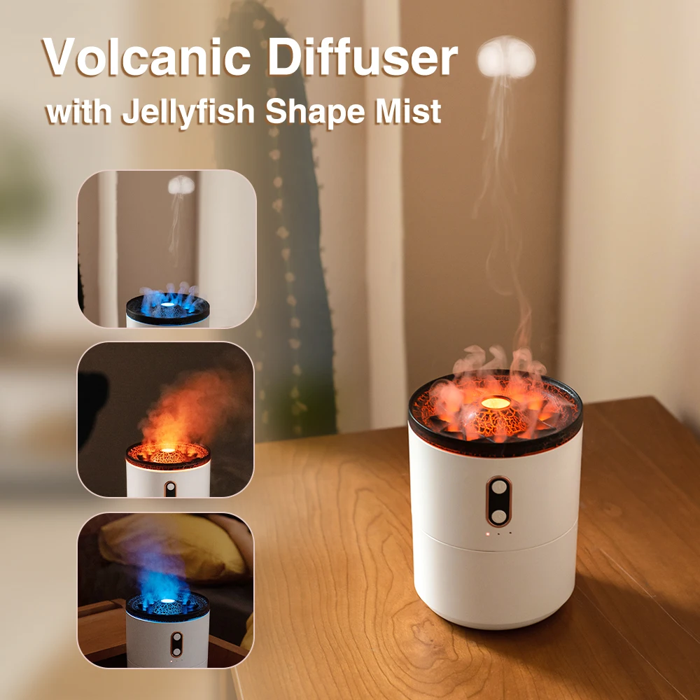 

Volcano Aromatherapy Air Humidifiers Diffusers for Home Fragrance Essential Aroma Oil 450ml Jellyfish USB Cool Mist ultrasonic