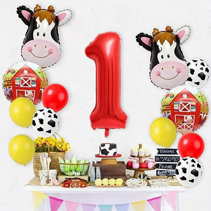 Palloncino per animali della fattoria per 1° compleanno