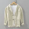 70% Linen 30% Cotton Anti-wrinkle Blazers Vintage Japan Style Spring Autumn Fall Casual Business Thin Coats 24SS Y2k Youth Male 6