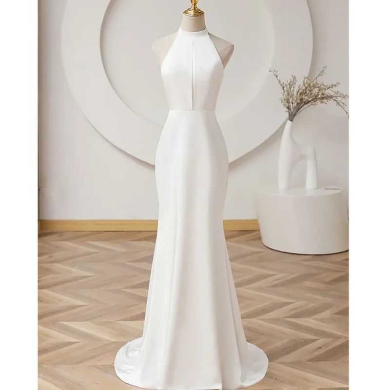 Elegant Mermaid Wedding Dress Fashion Halter Long Bridal Dresses