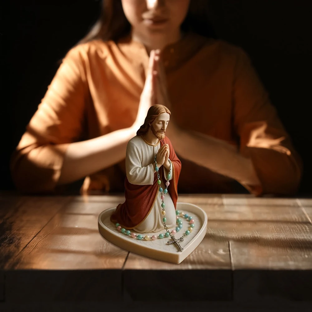 New Virgin Mary Rosary Holder Statue Resin Blessed Mother Statue Holy Mother Figure Statue Catholic Gifts for Women Home Decor