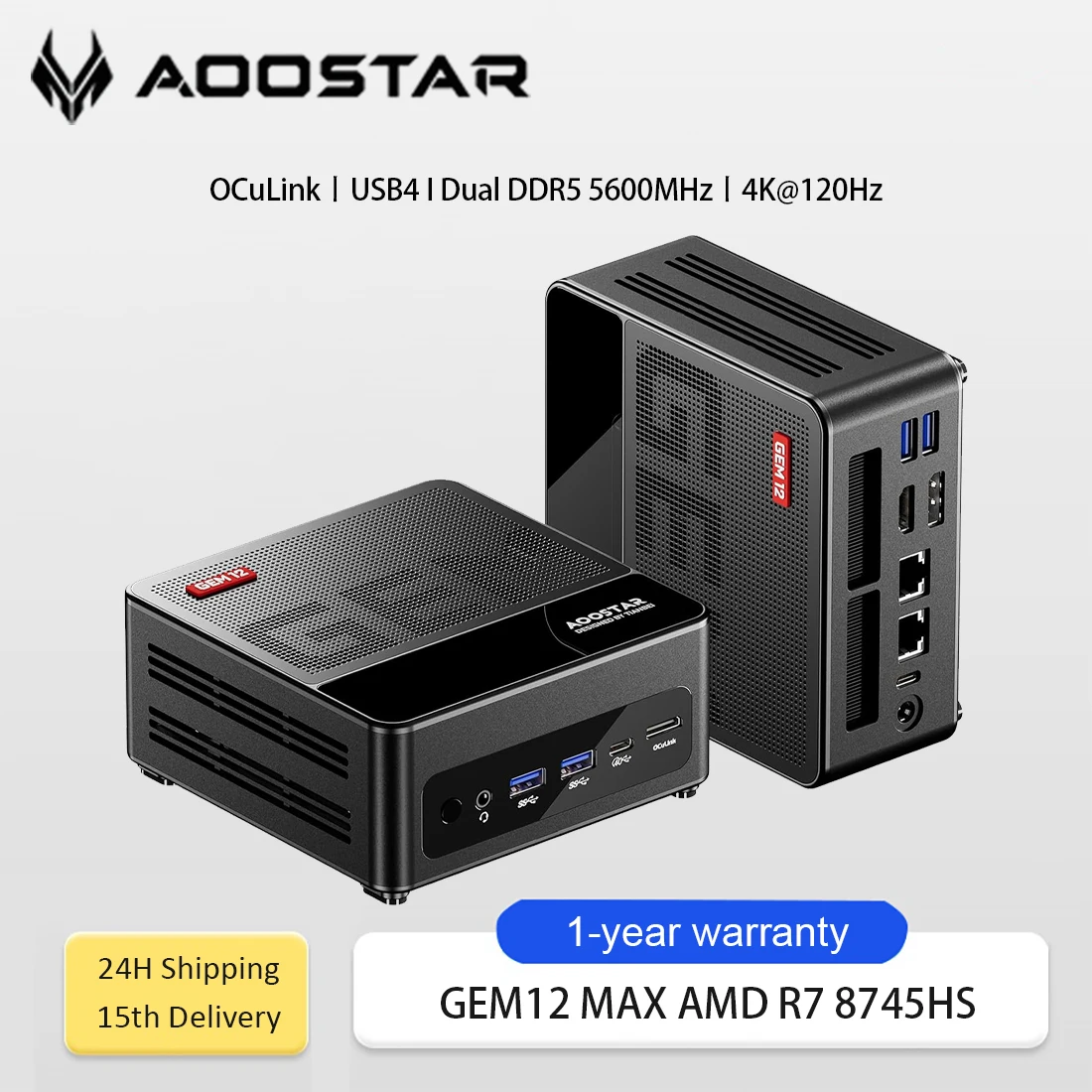 AOOSATR GEM12 Max Mini PC AMD Ryzen 7 8745HS High Performance Mini
