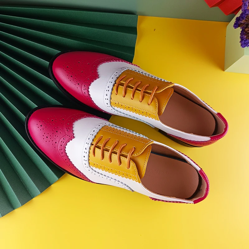 Women's Leather Summer Platform Sneakers Flat Casual Oxford Shoes Loafers Moccasins Spring Vintage for Woman Trend New