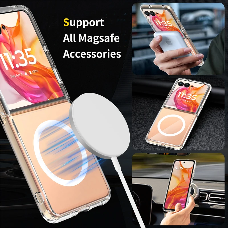 ELVEV Magnetic Transparent Soft TPU + Hard PC Protective Phone Case