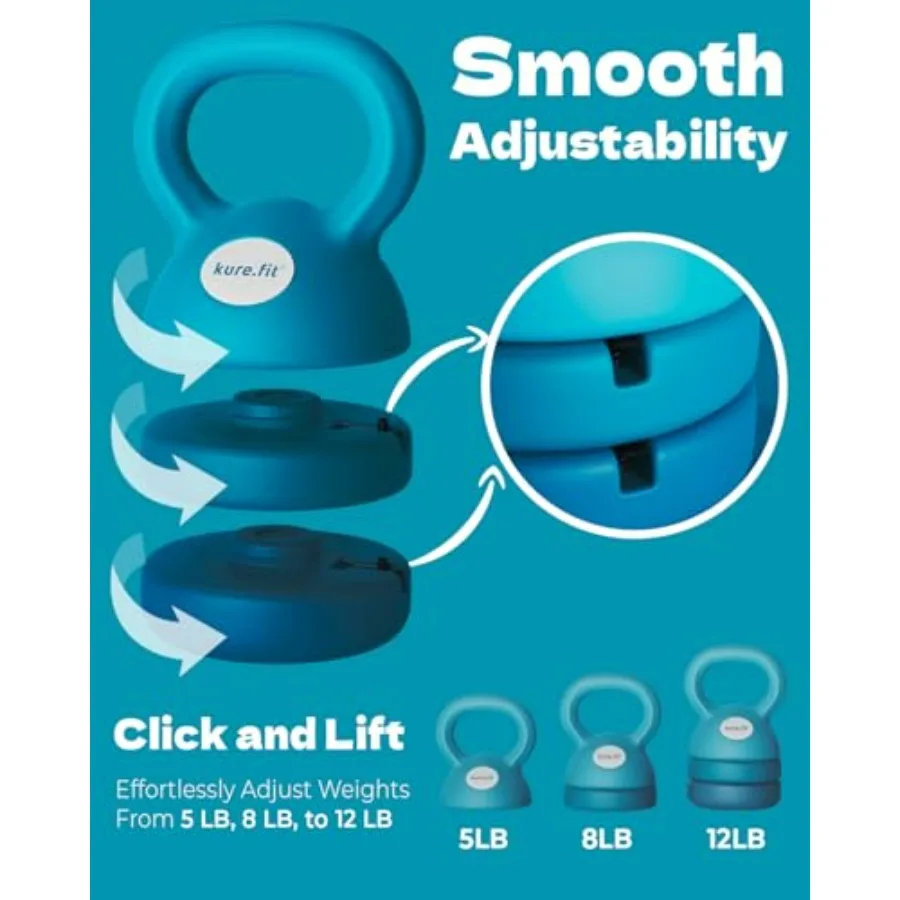 Blue Adjustable Kettlebell (12 lbs) and Blue Adjustable Dumbbell (5 lbs) Bundle
