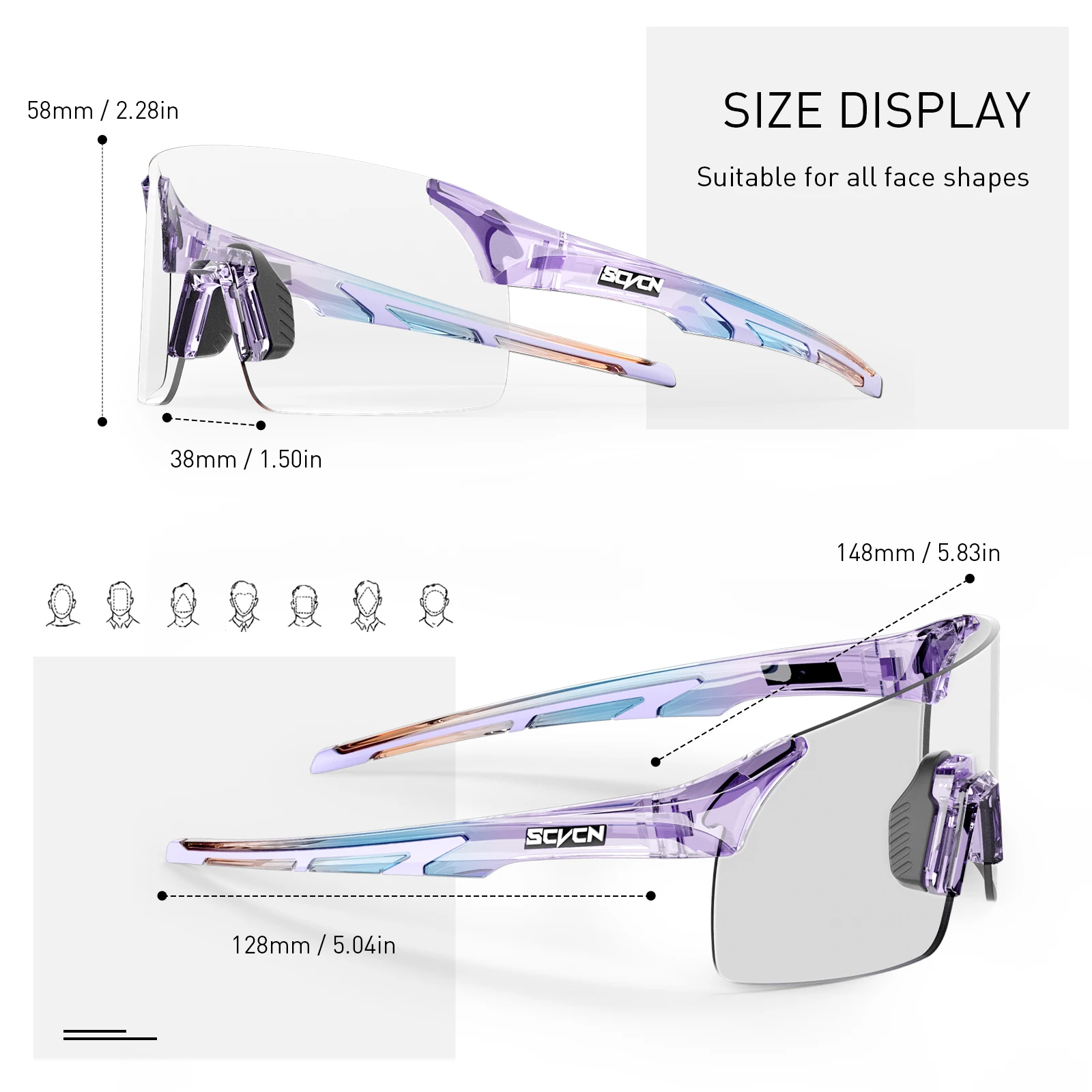 Scvcn Photochromic Cycling Glasses Sunglasses for Man Outdoor Sports Bike Glasses  MTB Fishing Hiking Eyewear Bicycle Goggles