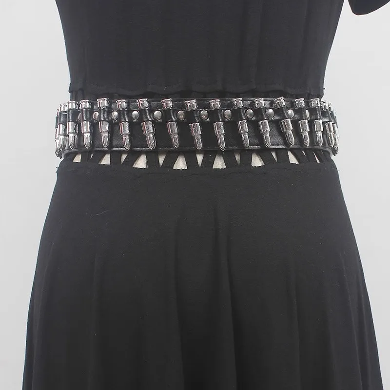 

Women's Runway Fashion PU Leather Rivet Punk Cummerbunds Female Dress Corsets Waistband Belts Decoration Wide Belt R392