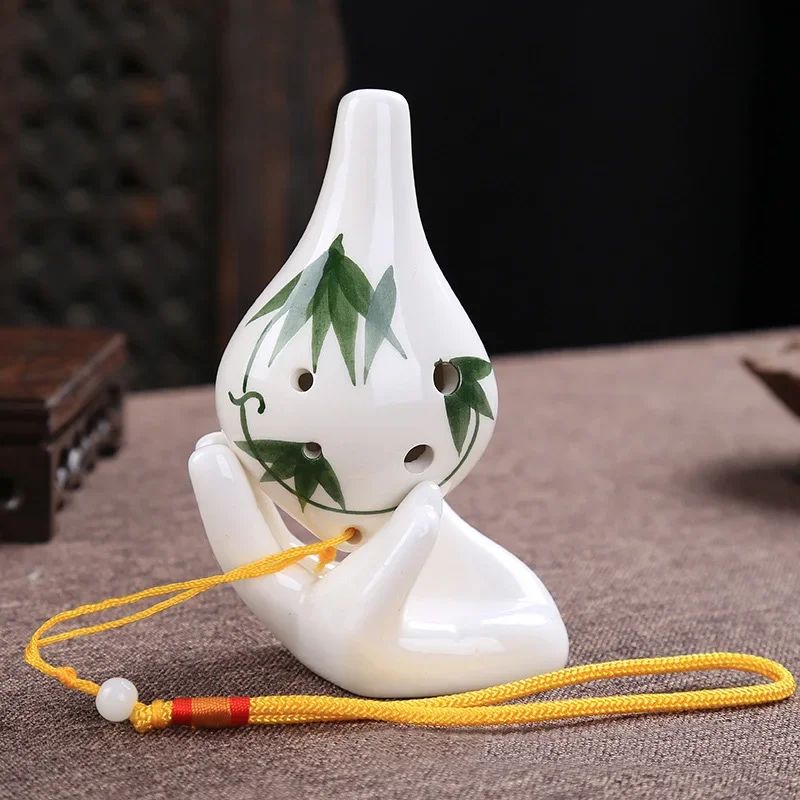6Hole Ocarina Ceramic Alto C Key Flute Musical Instrument Buddha's Hand Accessories Beginners Teaching Toy