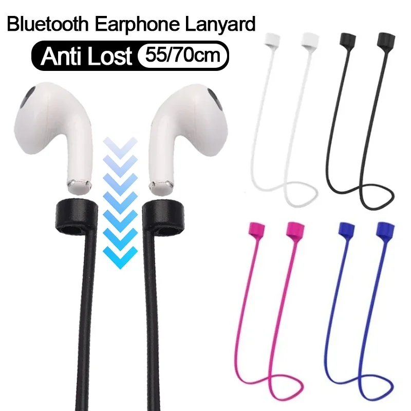 SANDIAN Anti-Lost Soft Silicone Strap Lanyard Rope For Wireless Earbuds Earphones, Adjustable Length, Fits Any AirPods (BLUE PACK - View #7