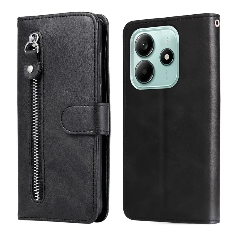 Magnetic Wallet Flip Cover with Leather Case & Zipper Bags - Protective Coque