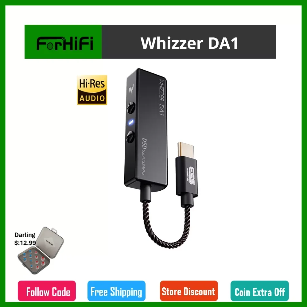 

Портативный ЦАП USB C усилитель Whizzer DA1, мини USB C адаптер с микрофоном и регулятором громкости для наушников