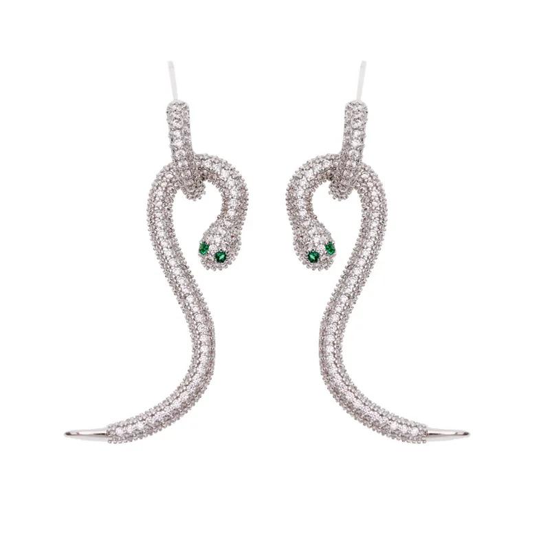 

Luxury Snake Long Dangle Earrings For Women Wedding Cubic Zircon Crystal CZ Dubai Bridal Earrings Fashion Jewelry