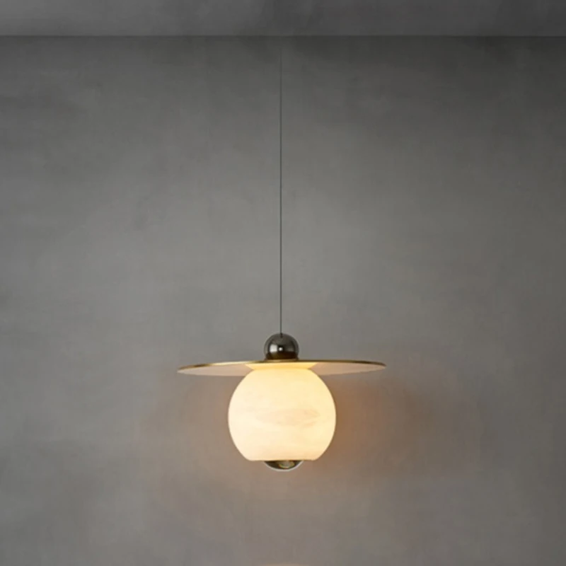 

Unique Creative Art Bar Cafe Brass Chandelier Nordic Dining Room Bedroom Corridor Stairwell Led Marble Small Pendant Light