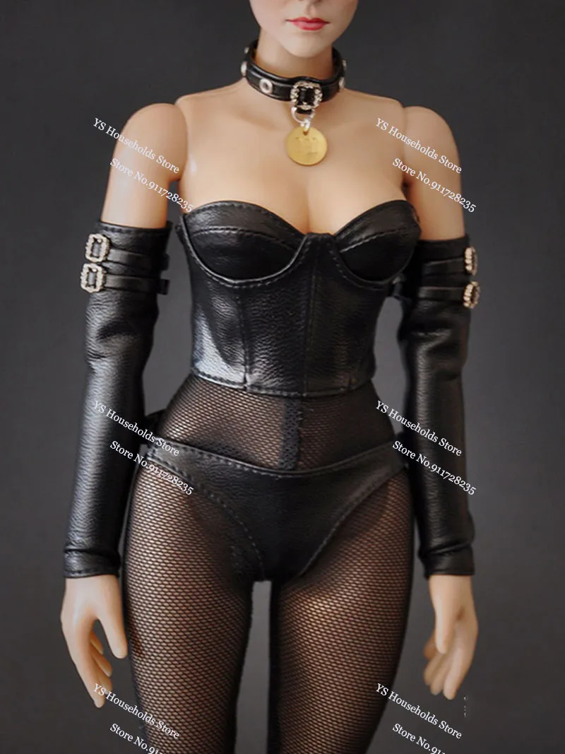 

Limited Stock 1/6 Female Soldier Bra Steampunk Corset Leather Bra Top Briefs Underwear Long Stockings Fit 12" Action Figure Body