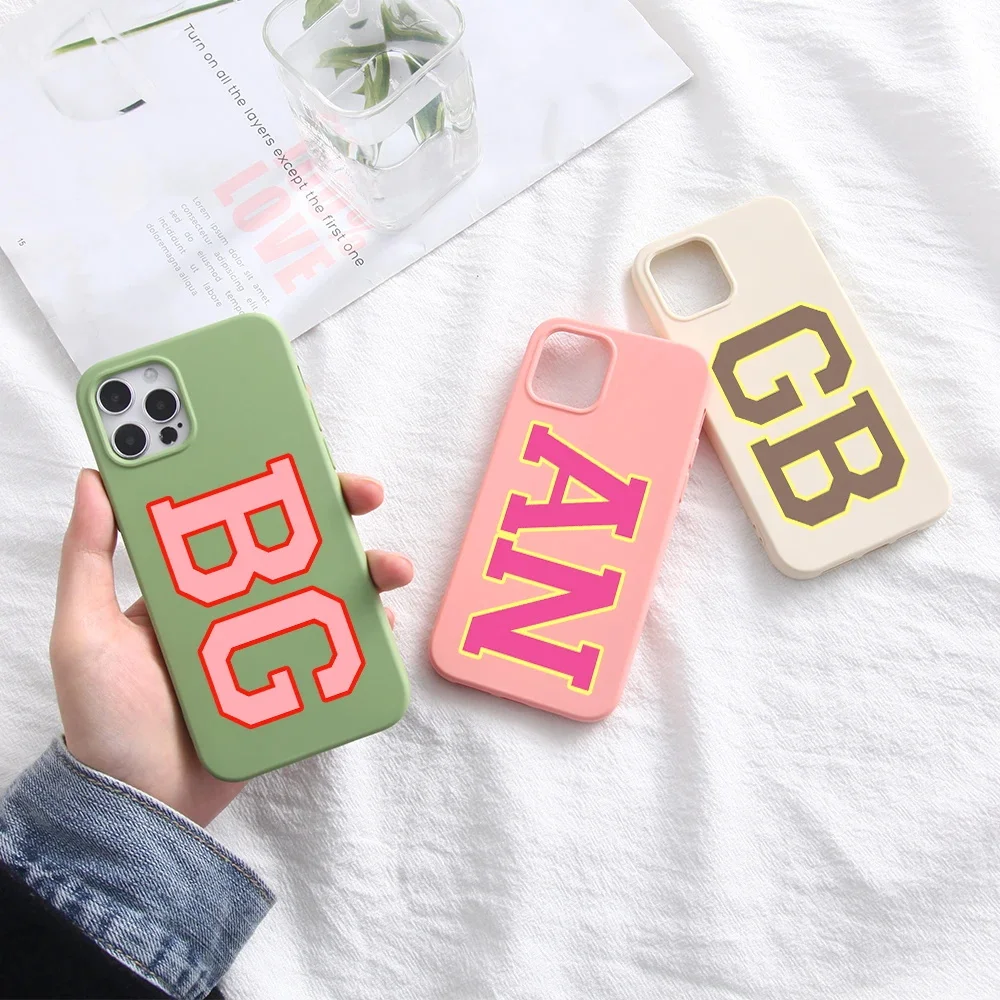 

Personalized Custom Initials Phone Case for iPhone 14 Plus 13 12 11 Pro X XS Max XR Fashion Soft Silicone Cover for iPhone 11