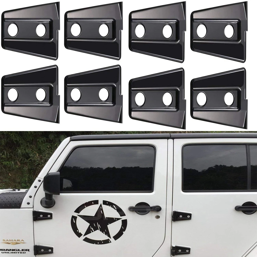 Marlaa 8 Pieces Universal Car Door Hinge Protection Covers for Jeep Wrangler JK JKU 2007- Decoration Accessories