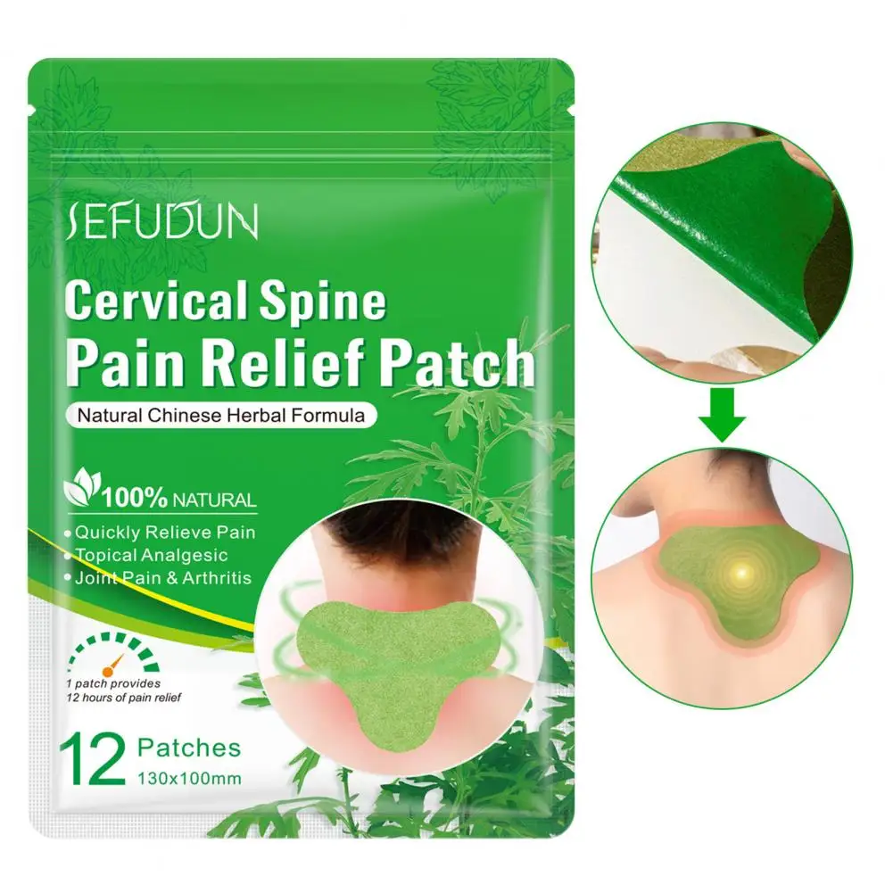 

12Pcs/Box Cervical Vertebra Patch Chinese Herbal Extract Self-adhesive Pain Relief Ergonomic Cervical Spine Pain Relief Patch