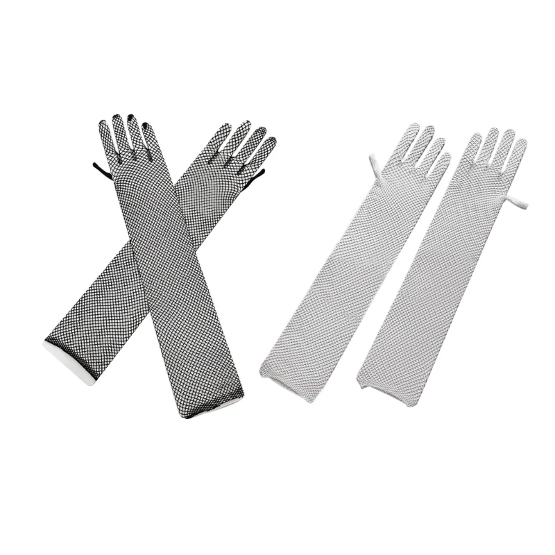 

2023 New Nightclub Fishnet Gloves Fishnet Long Gloves Party Accessory Hollow Fishnet Gloves for Concert Full Finger Fishnet