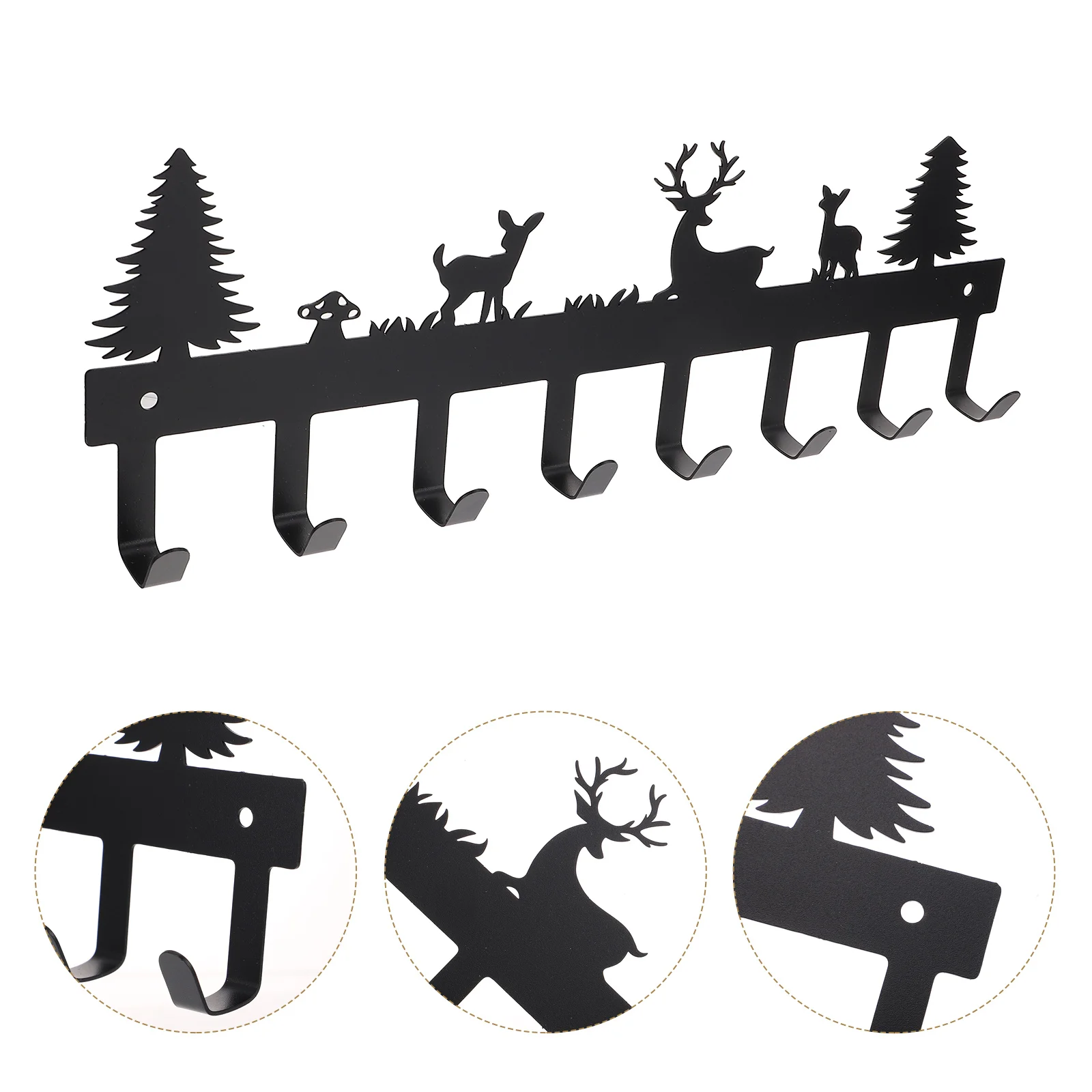 

Coat Hook Wall Mount Rack with Hooks Home Coffee Mugs Household Mounted Iron Student