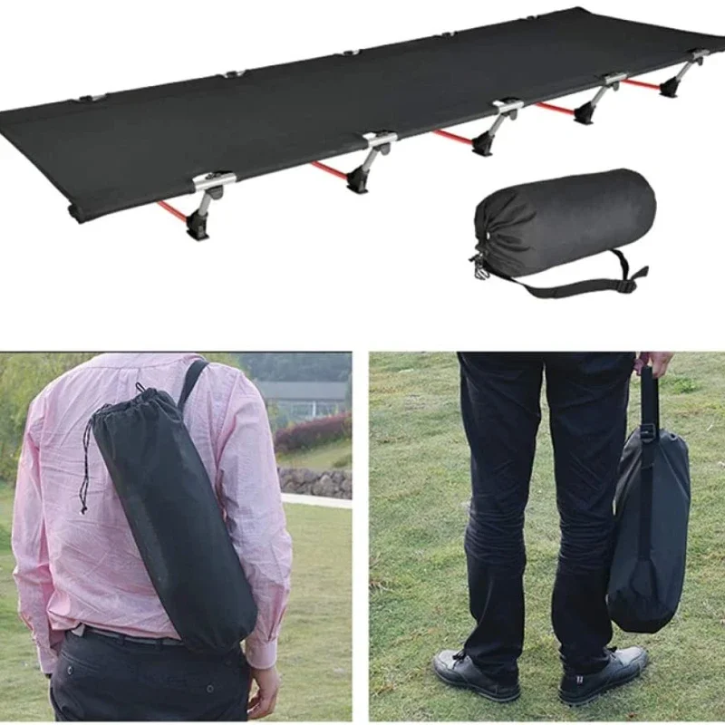 Outdoor Lightweight Folding Bed Portable Camping Bed Simple Marching Bed Escort Lunch Bed Camping Simple Leisure Bed 190X65X3CM