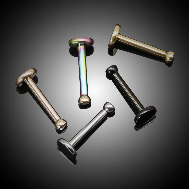 G23 Titanium Internally Threaded Labret Piercing Lip Ring 16G Crystal Tragus Cartilage Earring Helix Conch Piercing Body Jewelry