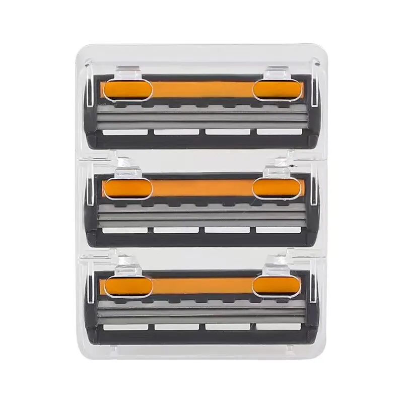 Advanced Men's Three-Layer Reusable Razor with Imported Blades and Interchangeable Head