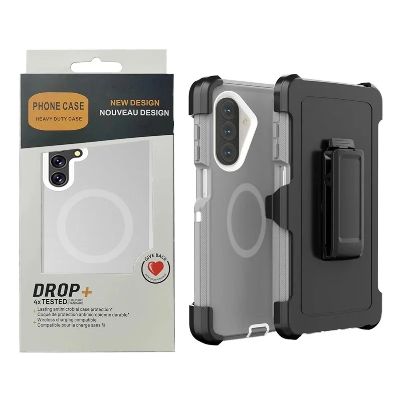 3IN1 Rugged Shockproof Defender Case with Rotatable Belt Clip and MagSafe Compatibility