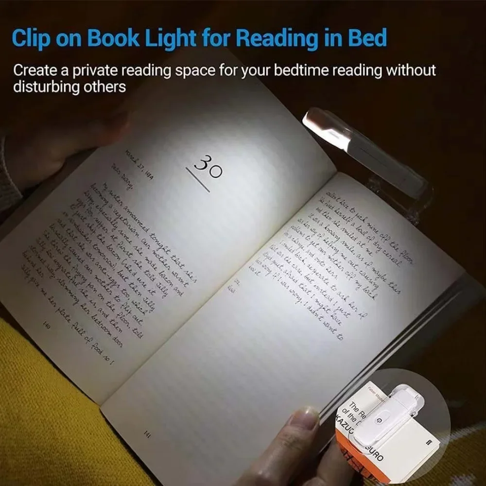 Adjustable Mini LED Bookmark Read Light USB Rechargeable Book Reading Light Brightness Eye Protection Clip Portable Book