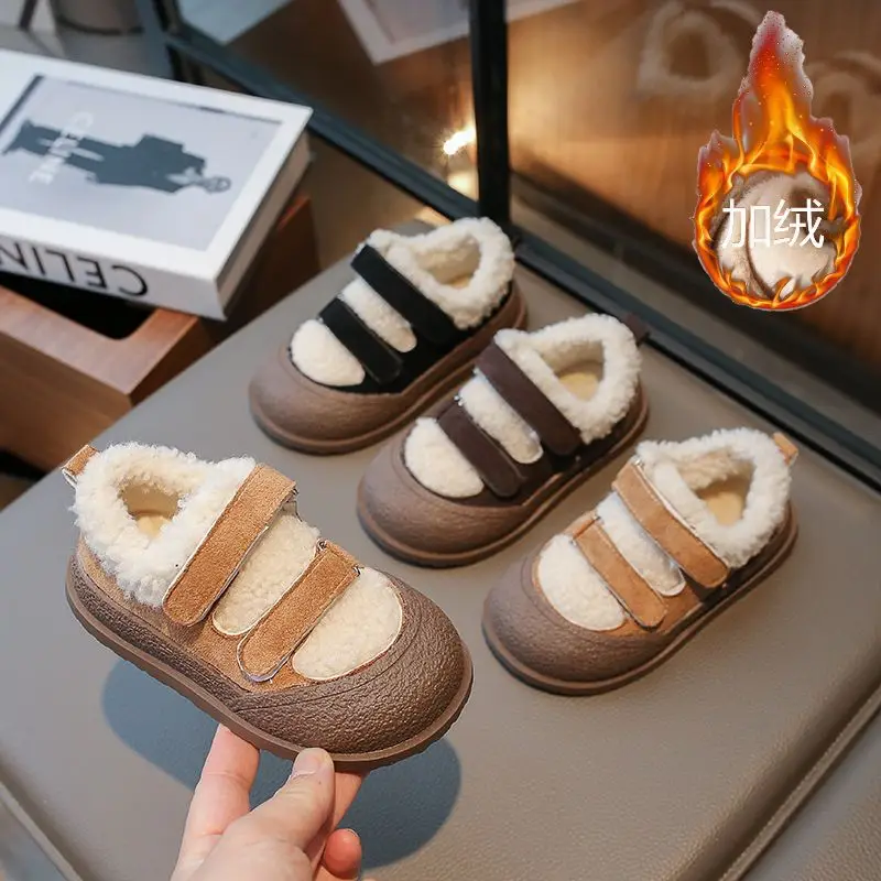 

Зима 2024, Детская винтажная универсальная Толстая Повседневная обувь для девочек