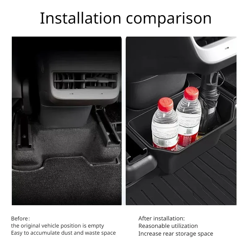 For Tesla Model Y TPE Storage Box Rear Center Console Organizer Box with Cover Trash Under Seat Car Interior Accessories 2023