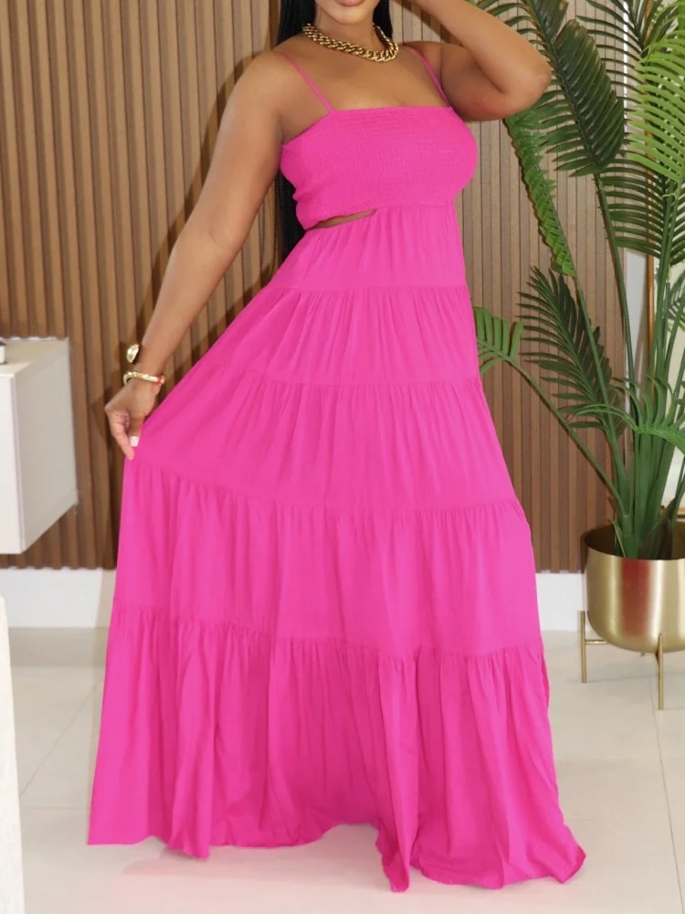 Wmstar Dresses Women Wholesale Backless Casual Sweet Suspender Sleeveless Elegant Long Dress New in Summer Drop Shopping 2025